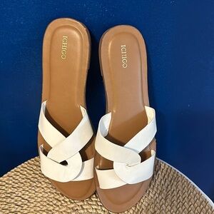 New Women’s ICHIGO Summer Slipper Slip-on White Flat Sandals Shoes Size 10